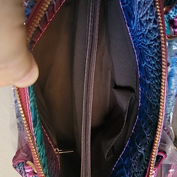 New! TRENDY Multi Blue Fuchsia Hombre Alligator Embossed Satctchel Handbag Purse - Picture 8 of 9